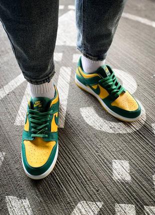 Мужские кроссовки nike dunk low green yellow 40-41-42-43-44-459 фото