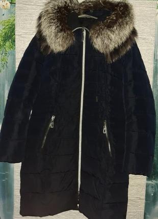 Куртка тепла зимова з натуральним хутром чернобурки1 фото