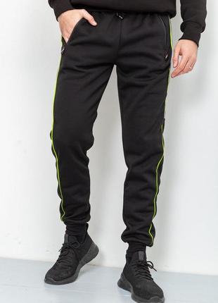 Спорт штаны на флисе мужские цвет черный1 фото