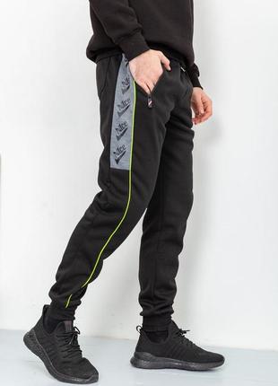 Спорт штаны на флисе мужские цвет черный2 фото