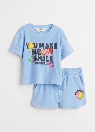 Комплект для девочки футболка и шорты, рост 98-104, цвет голубой3 фото