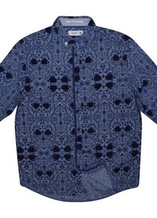 Мужская рубашка синяя в узорчик tailored m 2