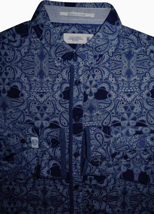 Мужская рубашка синяя в узорчик tailored m 4