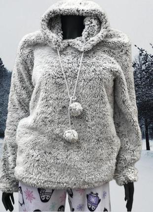 Тёплая кофта- пушистик с капюшоном