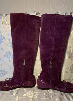 Фіолетові замшеві сапоги ,замшеві чоботи,фіолетові чоботи,демісезоні сапоги2 фото