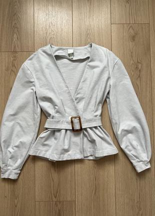 Бавовняна блуза жакет з поясом h&m