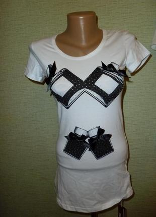 Новая белая футболка paola moris 95% хлопок +5% элластан