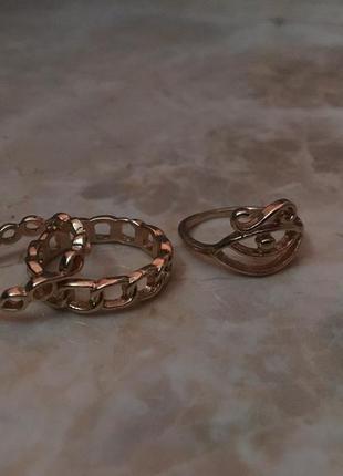 Модные красивые стильные кольца колечки три штуки наборчик золото стиль 20221 фото