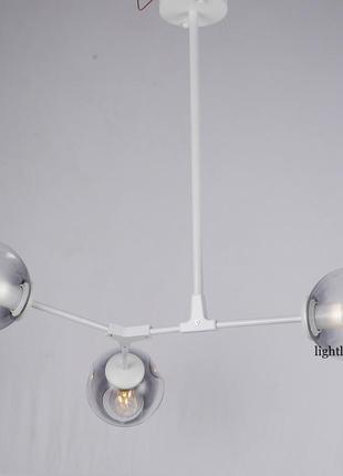 Белая люстра на 3 лампы molecule (52-l7731-3 wh+bk)