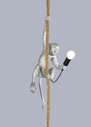 Серебряный подвесной светильник "обезьянка на канате"  (909-vxl8051-1 sl)