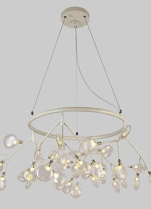 Біла кругла люстра з скляних пелюсток на 36 ламп petals (918-lp263-36 wh+cl)