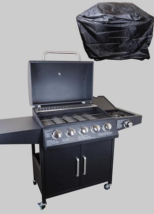 Газовый гриль-барбекю на 5 конфорок и 1 отдельную плиту gas grill max