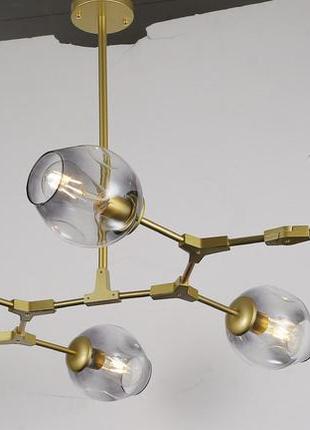 Золотая люстра на 6 молекул (52-l7731-6 gd+bk)