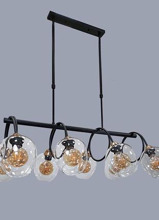 Чорна люстра планка на 8 ламп molecule (52-l7915-8 bk+cl)