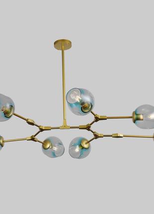 Золотая люстра на 7 ламп molecule (52-l7731-7 gd+bl)