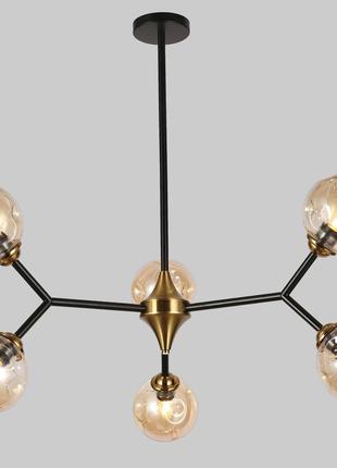 Чорна сучасна люстра з кавових куль на 6 ламп (52-0030-6 bk+br)