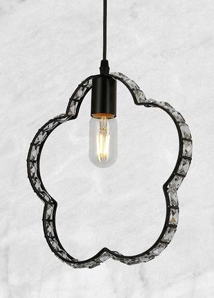 Чорний металевий підвіс "квіточка" зі скляними каменями (61-hx01-1 bk)