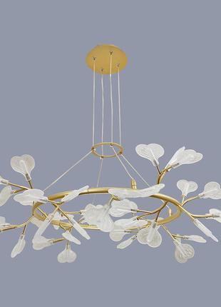 Золота сучасна люстра з пелюстками серцем на 48 ламп hearts (918-lp271-48 gd+cl)