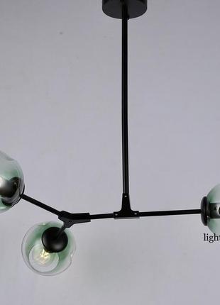 Чорна люстра на 3 зелених молекули (52-l7731-3 bk+gr)