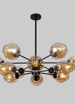 Чорна люстра на 12 ламп molecule (52-6035-12 bk+br)