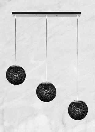 Чёрная плетёная люстра с шарами 15см (971-1502-3 bk)