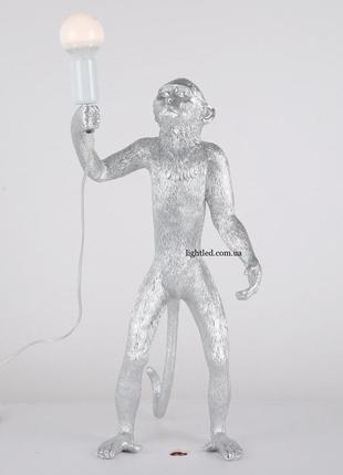 Серебряная напольная лампа - стоячая обезьянка "monkey" (909-vxl8051с sl)3 фото