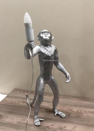 Серебряная напольная лампа - стоячая обезьянка "monkey" (909-vxl8051с sl)2 фото