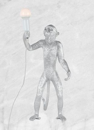 Серебряная напольная лампа - стоячая обезьянка "monkey" (909-vxl8051с sl)4 фото