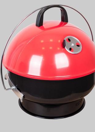 Красный складной мини угольный гриль-барбекю camp grill red