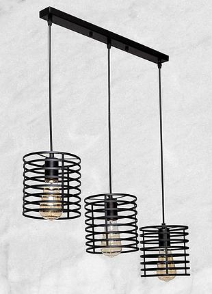 Люстра з трьох плафонів на довгому планку 07-9150f-3 bk (700)
