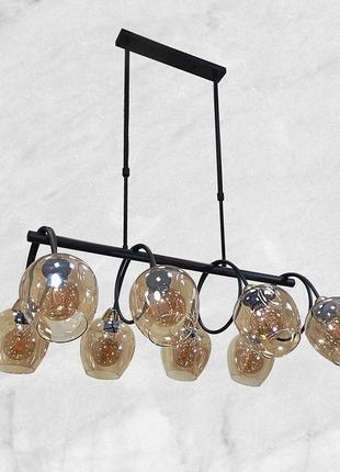 Чёрная люстра планка на 8 ламп molecule (52-l7915-8 bk+br)