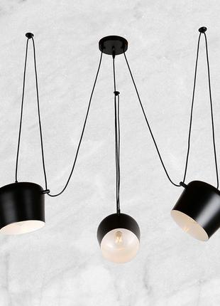 Підвісна чорна люстра на 3 плафони (61-lz03-3 bk)