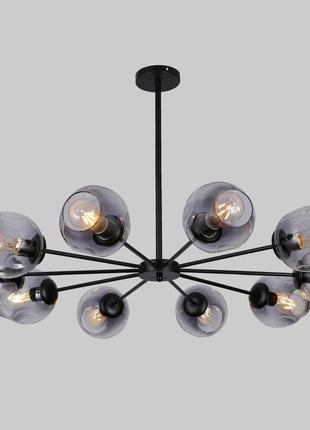 Кругла чорна люстра на 10 чорних молекул (52-6039-10 bk+bk)