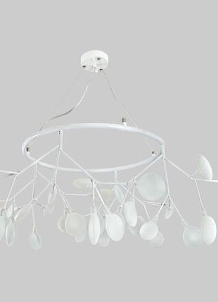 Біла кругла люстра з скляних пелюсток на 36 ламп petals (918-lp263-36 wh+wh)
