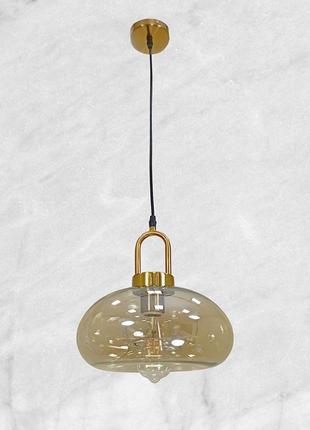 Підвісний скляний бронзовий світильник 28см (52-9777-1 brz+br)