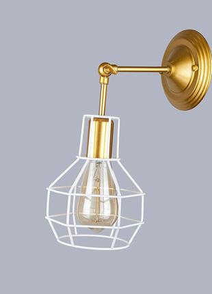 Бра с белым фигурным плафоном на золотом основании (07-w116f-1 gd+wh)