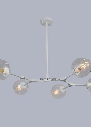 Белая люстра на 5 прозрачных молекул (52-l7731-5 wh+cl)
