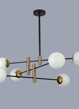 Чёрная современная люстра на 6 ламп (909-lxl3012-6 bk+wh)