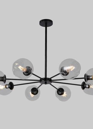 Круглая черная люстра на 8 прозрачных молекул (52-6039-8 вк+cl)
