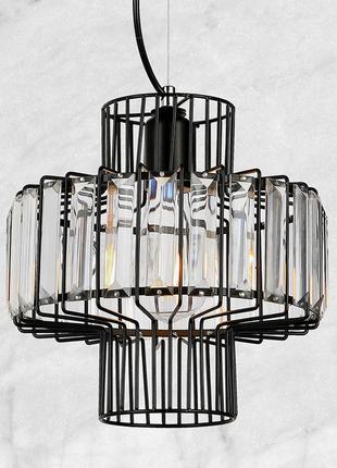 Підвісний світильник зі скляними каменями на 1 лампу (56-prk009-1 bk)