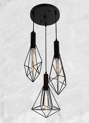 Черная лофт-индастриал люстра (61-st10-3 bk)