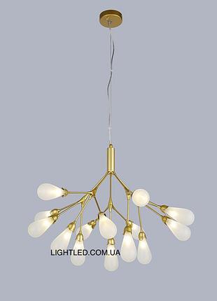Золота люстра з білихих бутонів на 15 ламп (918-lp268-15 gd+wh)