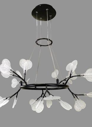 Чёрная современная люстра с лепестками сердечками на 24 лампы hearts (918-lp271-24 bk+cl)