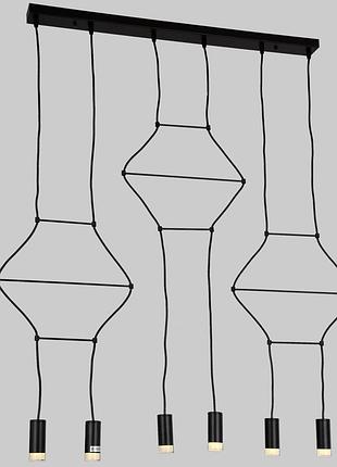 Современная чёрная люстра на 6 ламп (20-p16021-6 bk)