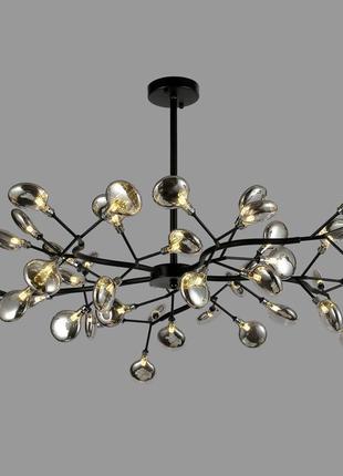 Чорна люстра з скляних пелюсток на 45 ламп petals (918-lp447-45 bk+bk)