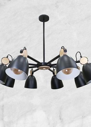 Люстра чёрная в скандиванском стиле на 8 ламп (52-v27039-8 bk)