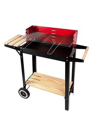 Вугільний гриль/мангал з дерев'яним столиком mangal red