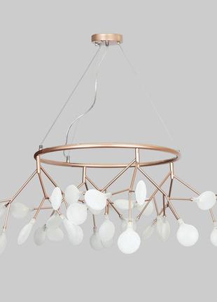 Рожево-золота кругла люстра з скляних пелюсток на 36 ламп petals (918-lp263-36 rs+wh)