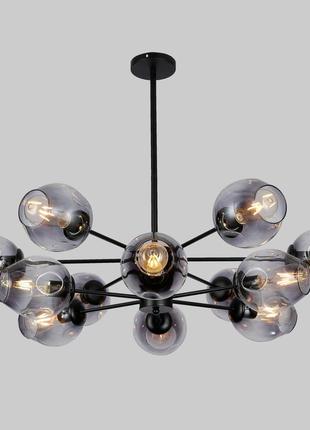 Чёрная люстра на 12 ламп molecule (52-6035-12 bk+bk)