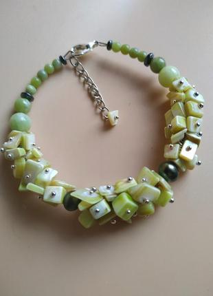 Браслет ,нефрит , чёрный жемчуг,гелиотис ,гематит